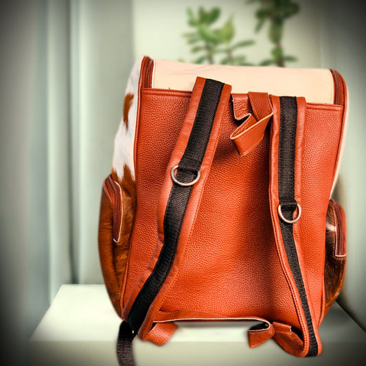 Cowhide Backpack Original leather with Hair–Western-Inspired Diaper & Travel Bag