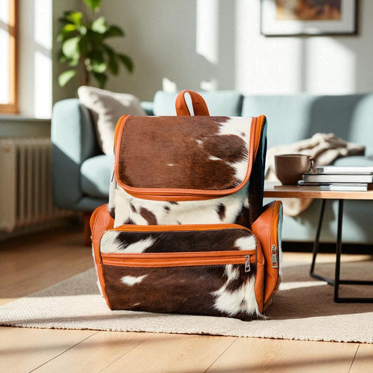 Handmade Natural Cowhide Backpack | Western Diaper Bag For Women and Men