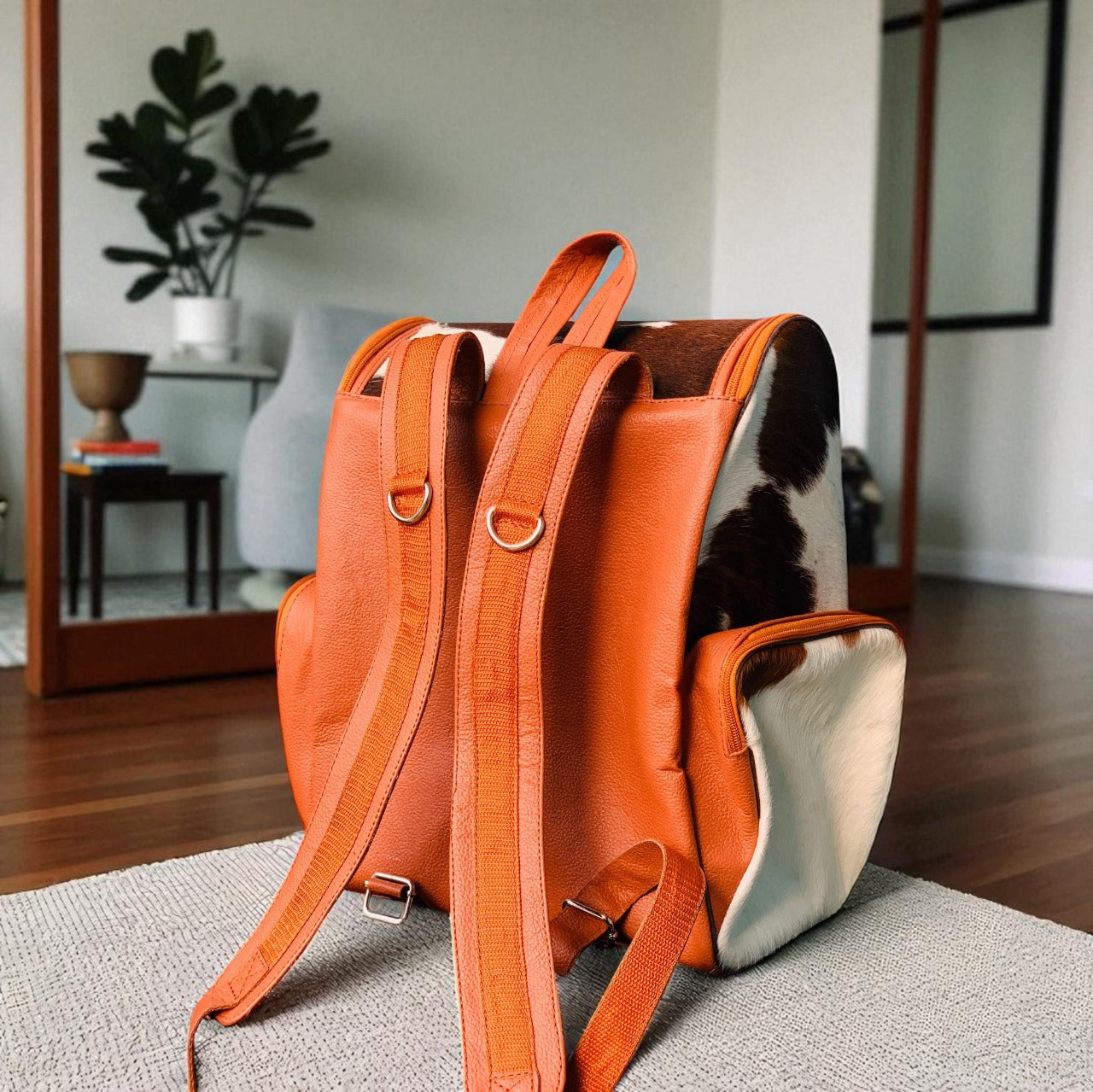 Handmade Natural Cowhide Backpack | Western Diaper Bag For Women and Men