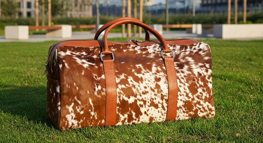 100% Natural COWHIDE Duffel Bag Hair On Leather TRAVEL Bag