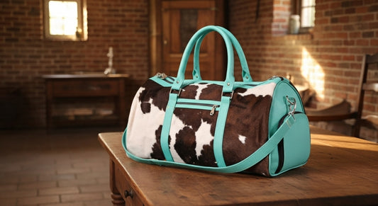 Genuine Cowhide Leather Duffle Bag – Hair-On Leather Travel Bag durable