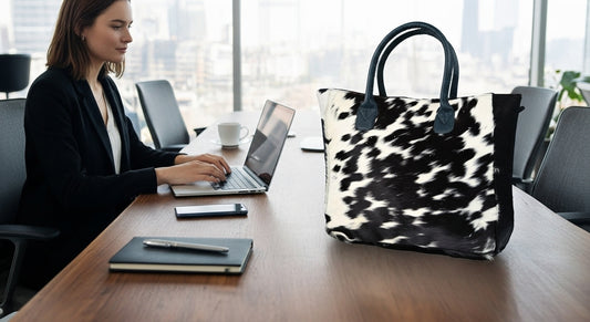 Genuine Cowhide Leather Handbag Real Hair On Fur Western Chic Tote Bag