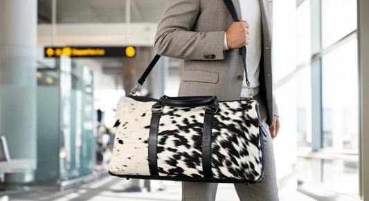 100% Natural Cowhide Duffle Bag – Hair-On Leather Travel Bag durable