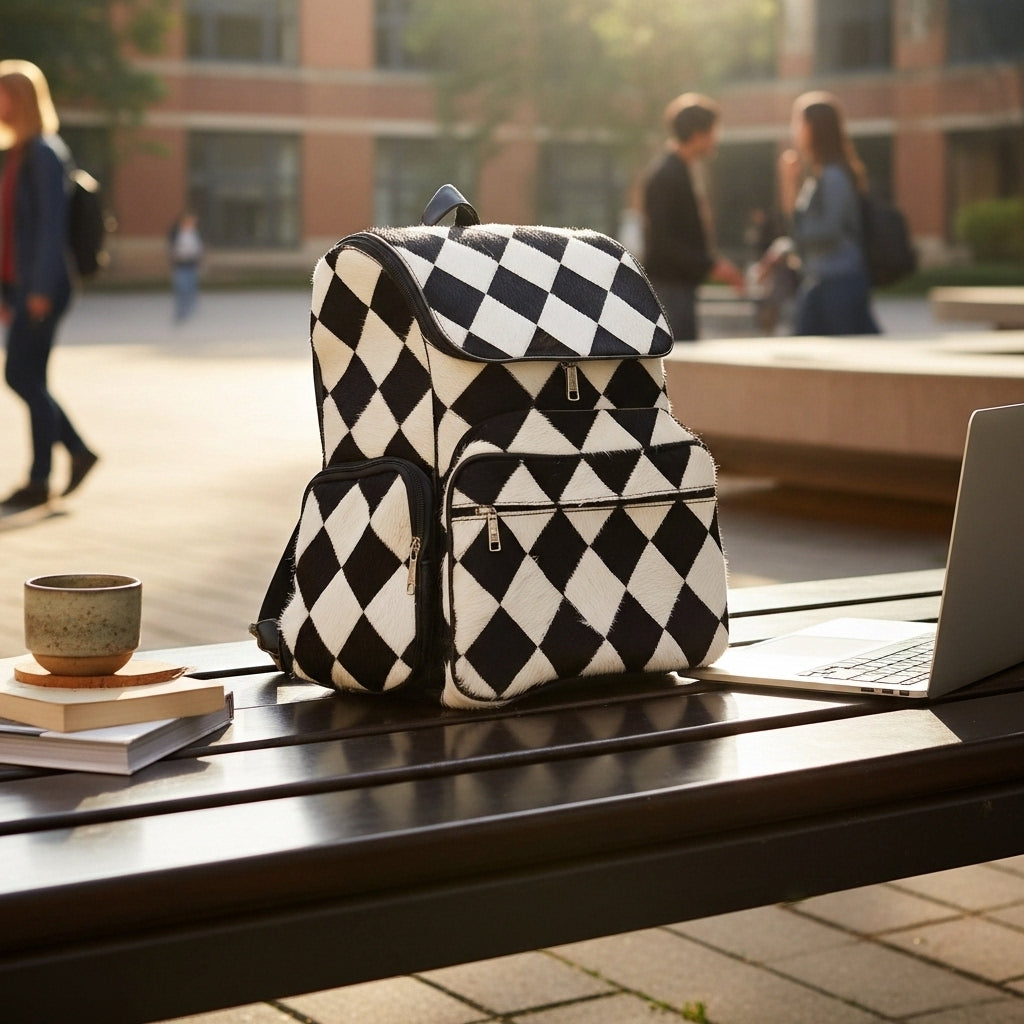 Natural Cowhide Backpack Original leather with Hair on it-Western Diaper Bag