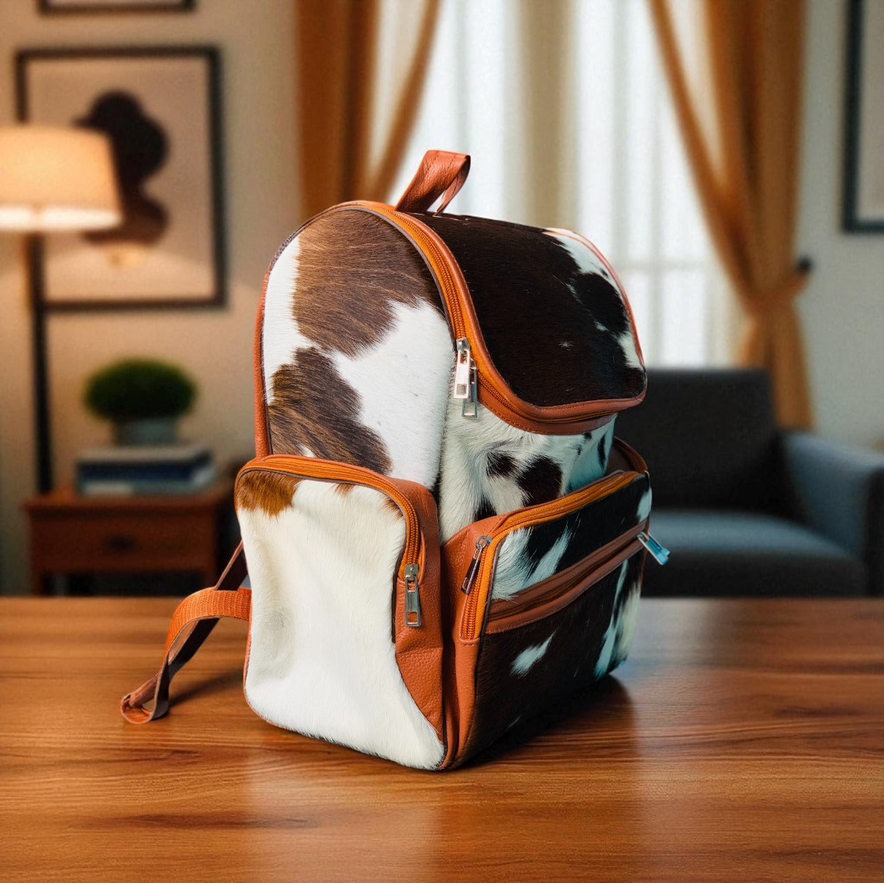 Handmade Natural Cowhide Backpack | Western Diaper Bag For Women and Men