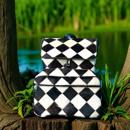 Natural Cowhide Backpack Original leather with Hair on it-Western Diaper Bag