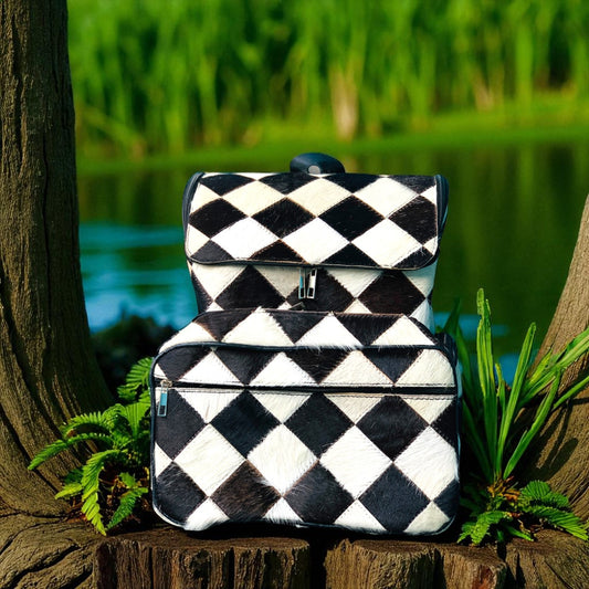 Natural Cowhide Backpack Original leather with Hair on it-Western Diaper Bag