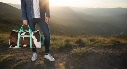 Genuine Cowhide Leather Duffle Bag – Hair-On Leather Travel Bag durable