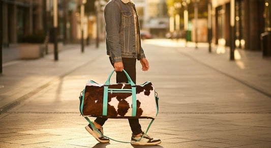 Genuine Cowhide Leather Duffle Bag – Hair-On Leather Travel Bag durable