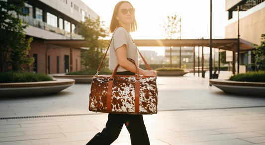 100% Natural COWHIDE Duffel Bag Hair On Leather TRAVEL Bag