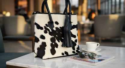 Genuine Cowhide Leather Handbag Real Hair On Fur Western Chic Leather Tote Bag