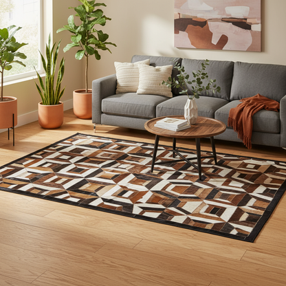 Handmade Multicolor Cowhide Natural Carpet/Real Hair-on Leather Patchwork Carpet