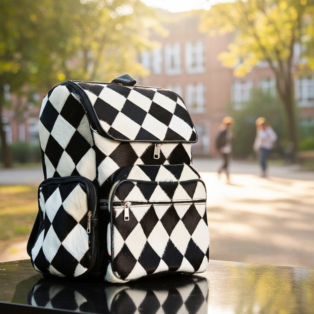 Natural Cowhide Backpack Original leather with Hair on it-Western Diaper Bag