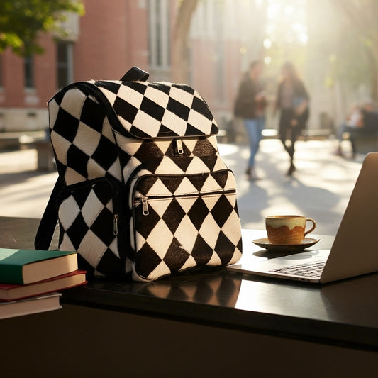 Natural Cowhide Backpack Original leather with Hair on it-Western Diaper Bag