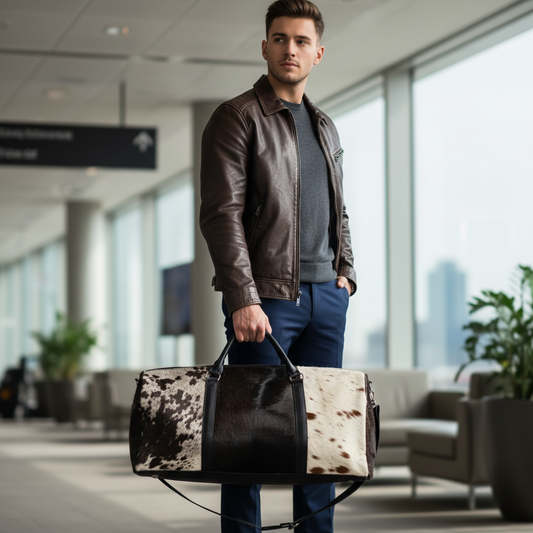 100% Genuine Cowhide Duffle Bag – Hair-On Leather Travel Bag durable
