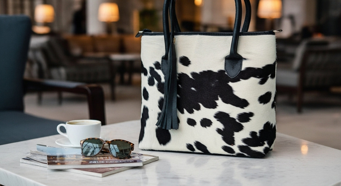 Genuine Cowhide Leather Handbag Real Hair On Fur Western Chic Leather Tote Bag