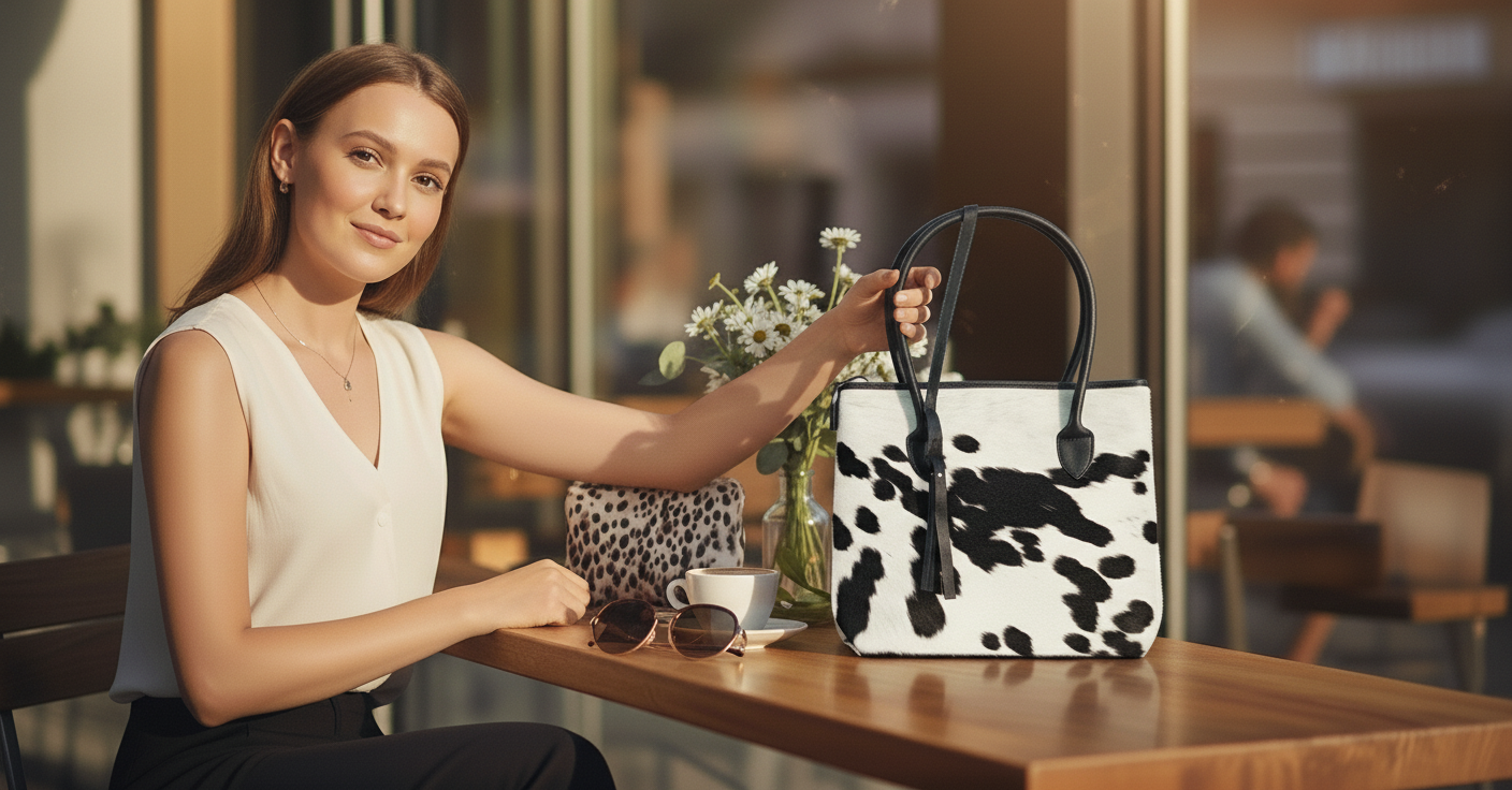 Genuine Cowhide Leather Handbag Real Hair On Fur Western Chic Leather Tote Bag
