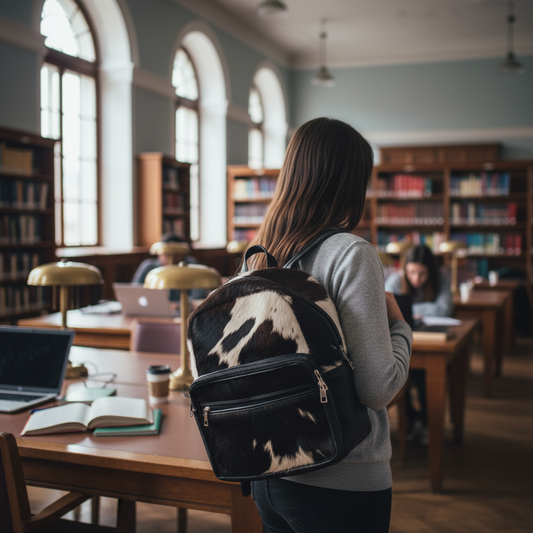 100% Genuine Hair-On Cowhide Leather Backpack–Small size with natural markings