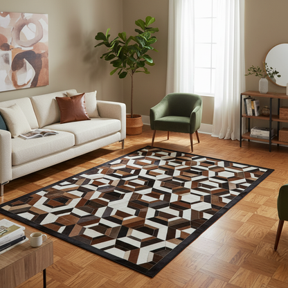 Handmade Multicolor Cowhide Natural Carpet/Real Hair-on Leather Patchwork Carpet