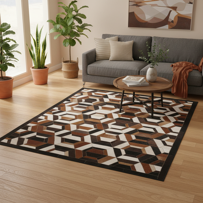 Handmade Multicolor Cowhide Natural Carpet/Real Hair-on Leather Patchwork Carpet