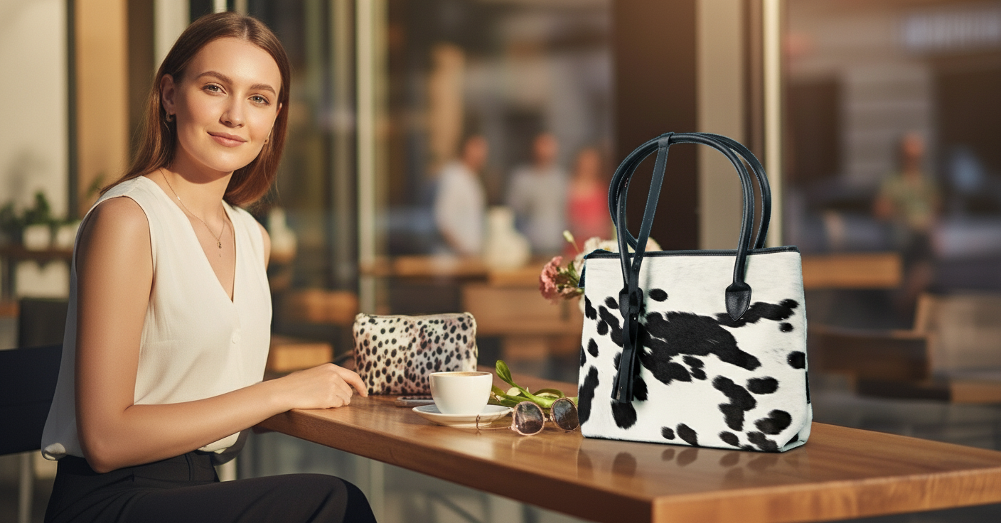 Genuine Cowhide Leather Handbag Real Hair On Fur Western Chic Leather Tote Bag