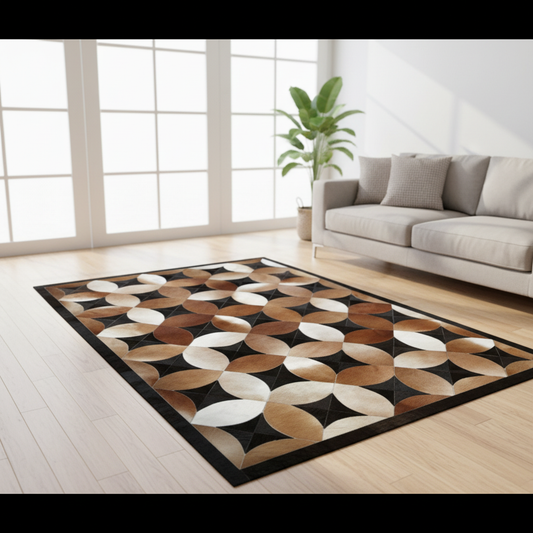 Handmade Multicolor Cowhide Natural Carpet/Real Hair-on Leather Patchwork Carpet