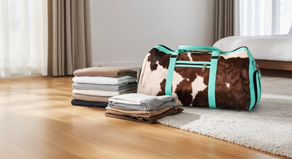 Genuine Cowhide Leather Duffle Bag – Hair-On Leather Travel Bag durable
