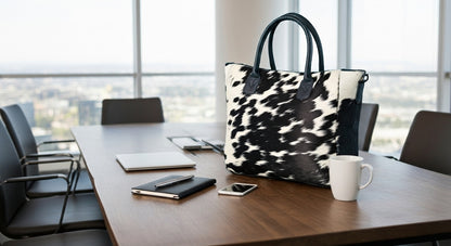 Genuine Cowhide Leather Handbag Real Hair On Fur Western Chic Tote Bag