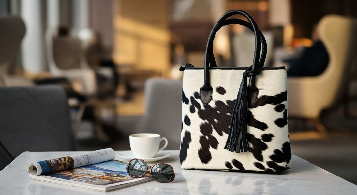 Genuine Cowhide Leather Handbag Real Hair On Fur Western Chic Leather Tote Bag