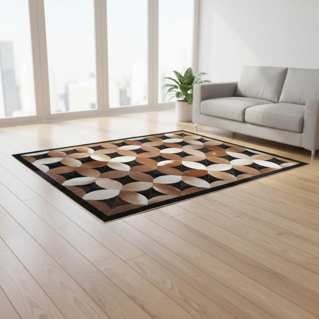 Handmade Multicolor Cowhide Natural Carpet/Real Hair-on Leather Patchwork Carpet