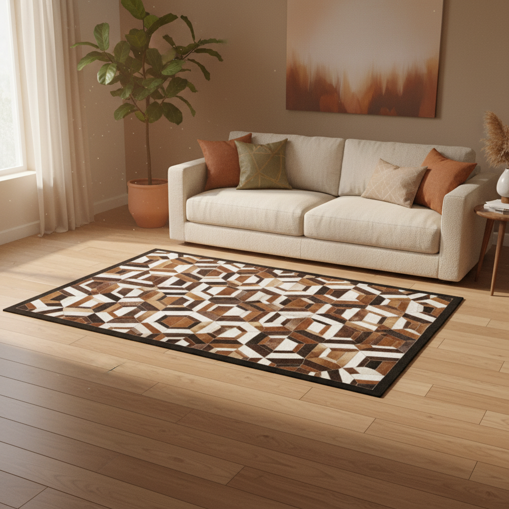 Handmade Multicolor Cowhide Natural Carpet/Real Hair-on Leather Patchwork Carpet